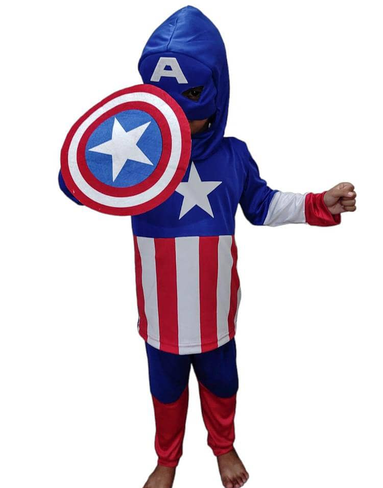 4 pcs kids stitched dry fit micro costume captain amerika 0