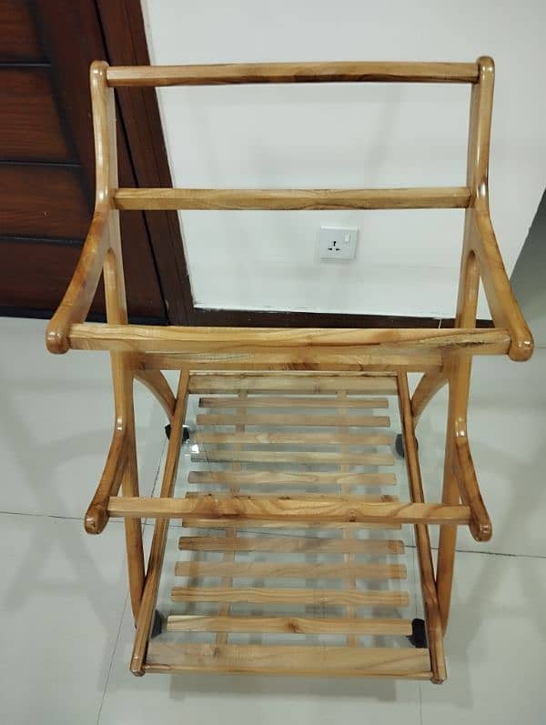 Wooden Tea Serving Trolly With Wheels 3