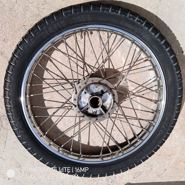 100 cc bike ka complete 18" 2.75 back tyre tube with rim and drum 1