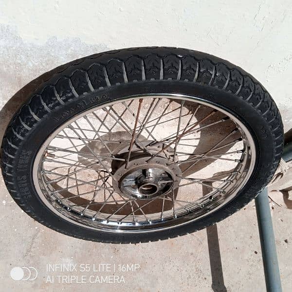 100 cc bike ka complete 18" 2.75 back tyre tube with rim and drum 3