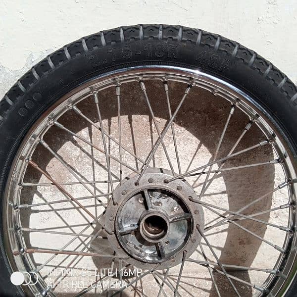 100 cc bike ka complete 18" 2.75 back tyre tube with rim and drum 6