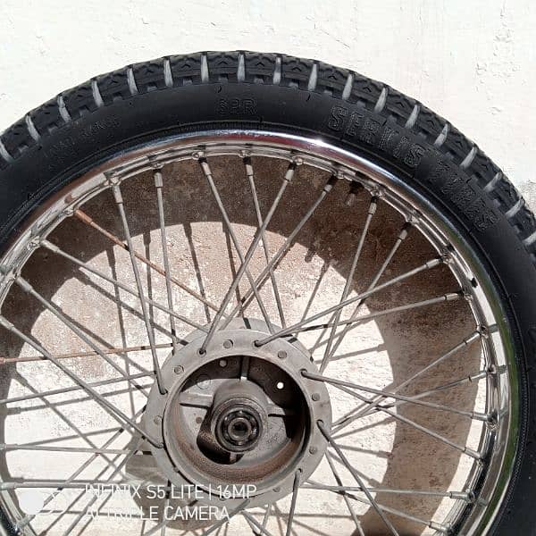 100 cc bike ka complete 18" 2.75 back tyre tube with rim and drum 7