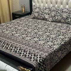 3 Pcs crystal cotton printed double bed sheet