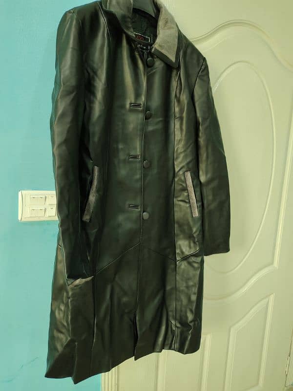 Rexine Leather Long Over Coat 2