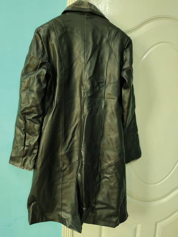 Rexine Leather Long Over Coat 4