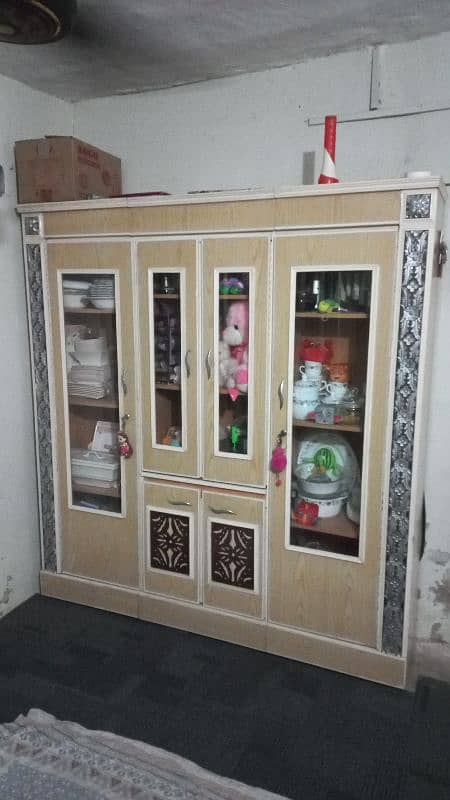 King size bed dressing wardrobe and crockery unit. 2