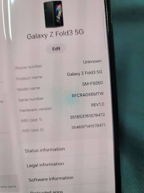 Samsung zfold 3 non ptA 4