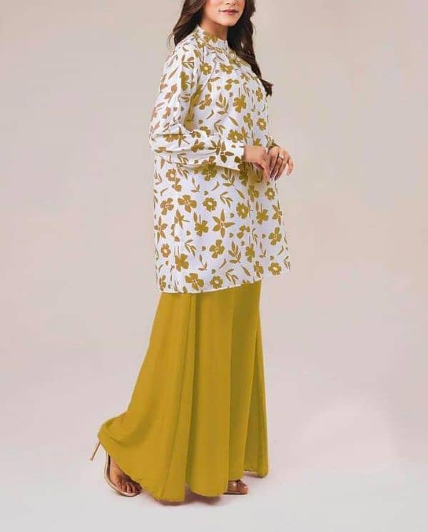 2 Pcs Women's Stiched Lawn Embroidered Shirt and Trouser 5