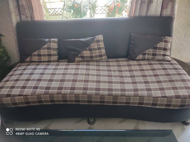 5 seater sofa with side table and cushions 1