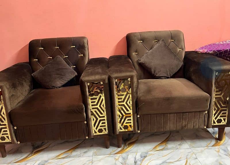 Sofa set and center table for sale in reasonable price. 2