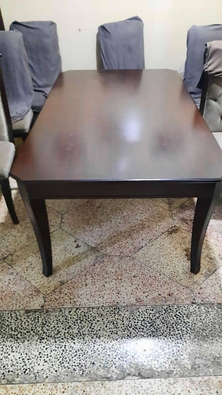 6 seater Wooden Dining Table with chairs- For Sale 2