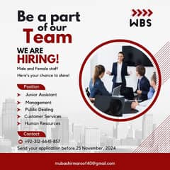 Assistant, Management, Public dealing, Customer care, Staff Admin, etc