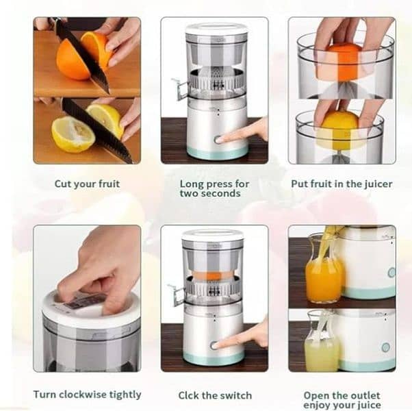 Portable Electric Citrus Juicer Hands-free Rechargeable -Easy To Clean 4