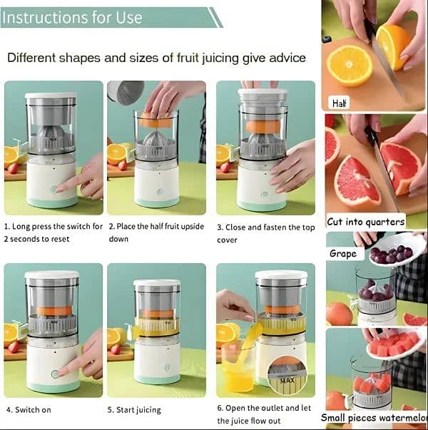 Portable Electric Citrus Juicer Hands-free Rechargeable -Easy To Clean 6