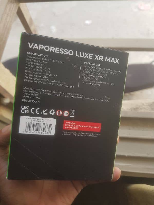 VAPORESSO LUXE XR MAX WITH BOX , CABLE & NEW COIL INSTALLED 4