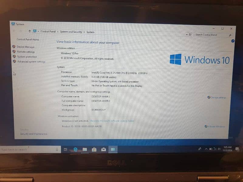 Dell core i5 2nd generation 8GB RAM 320 GB HDD 6