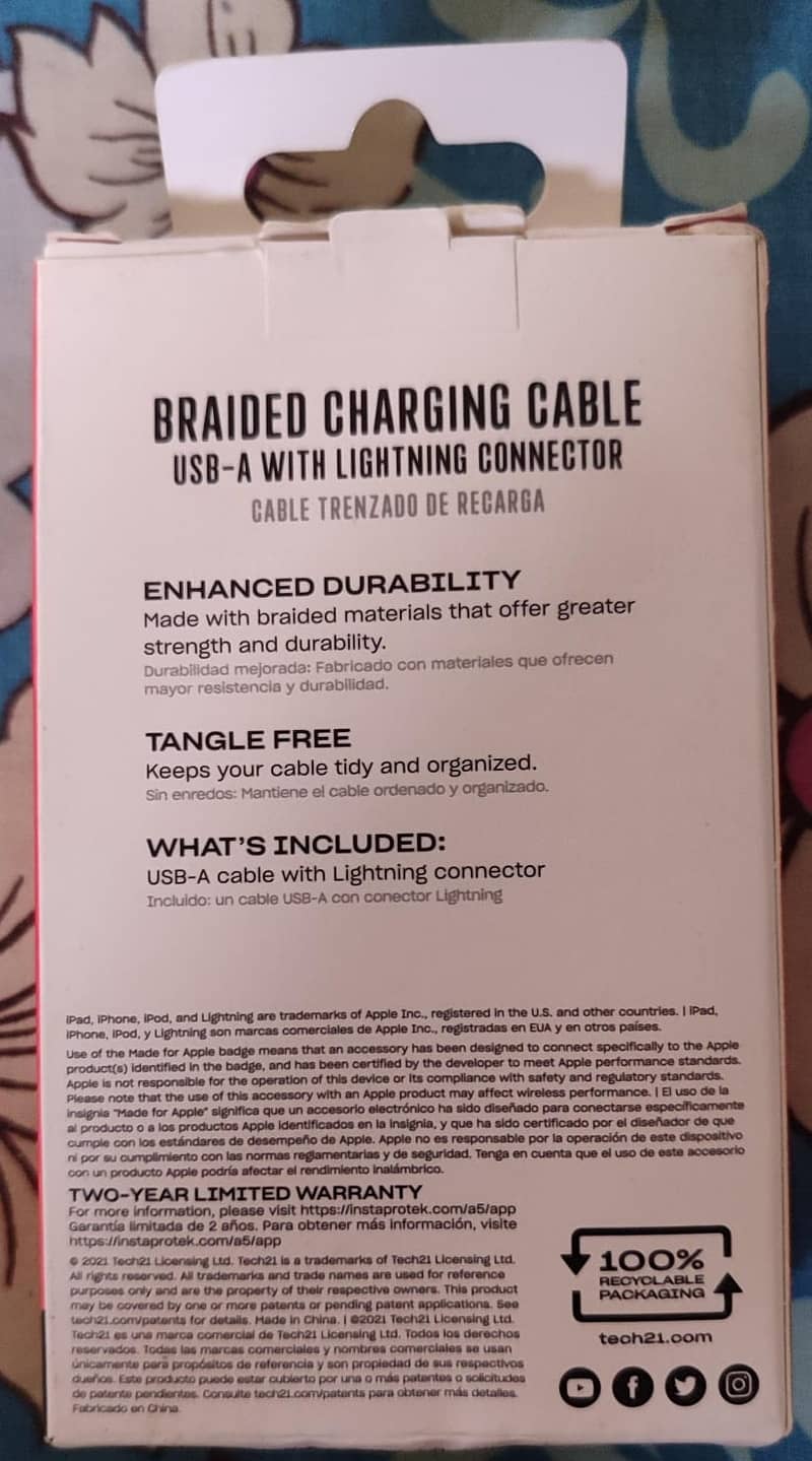 Tech21 | 4ft Braided USB to Type-C Charging Cable 1