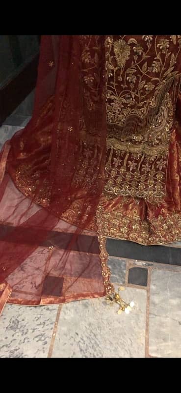 bridal nikkah red golden fancy dresses  maxi sharara garara 7