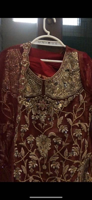 bridal nikkah red golden fancy dresses  maxi sharara garara 8