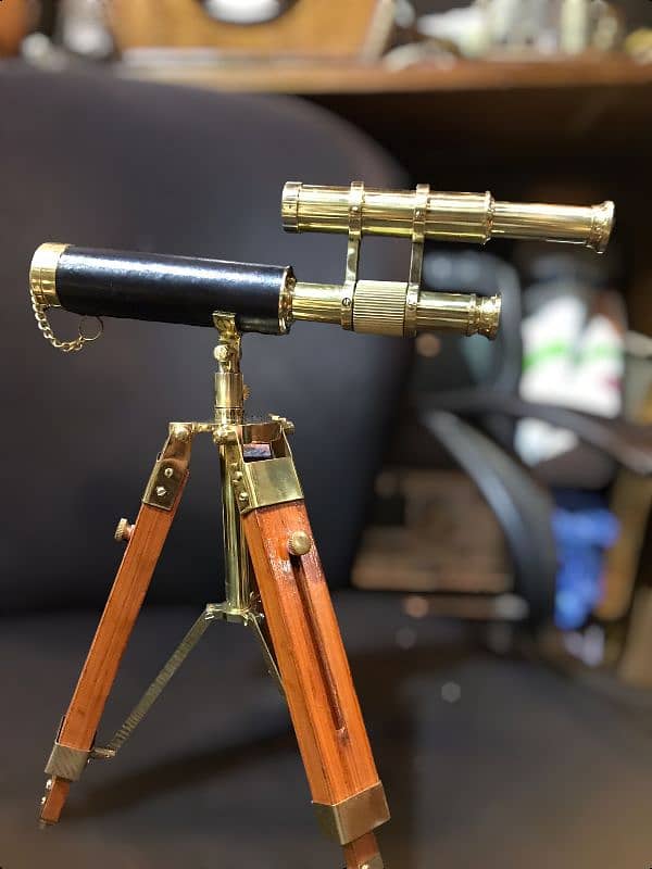 old brass telescope wooden stand available contact 03158750330 0