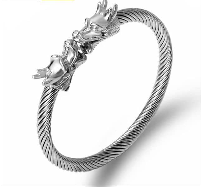 DRagon kara for boys in silver colour 0