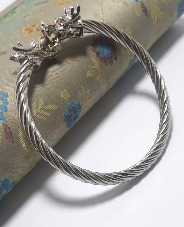 DRagon kara for boys in silver colour 1