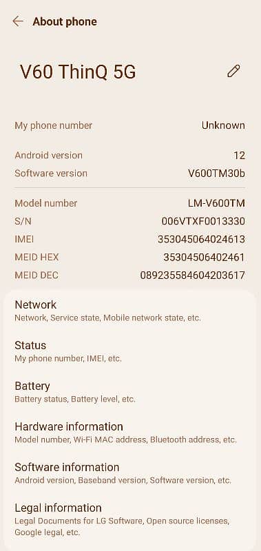 LG Thinq V60 5G 6