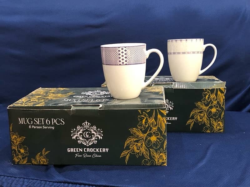 New chaina bon Green crockery cup,soop set,cup prish and other 6