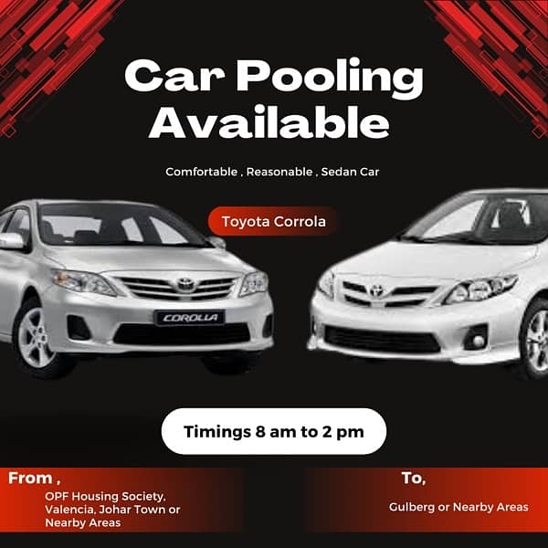 Car Pooling Reasonable Cost 0