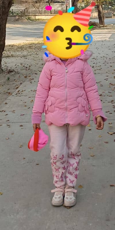 PINK tail frock and puffer jacket 1