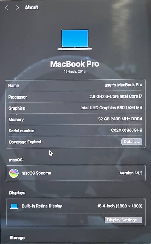 Macbook Pro 2018 15 inch 32/1Tb 3