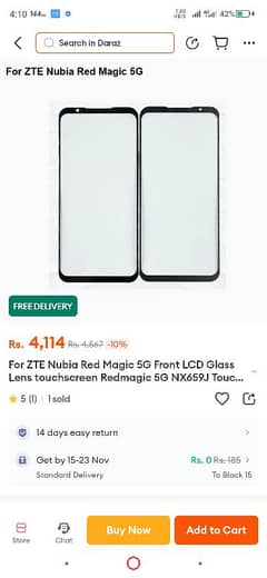 red magic 5g 5s touch Glass with OCA