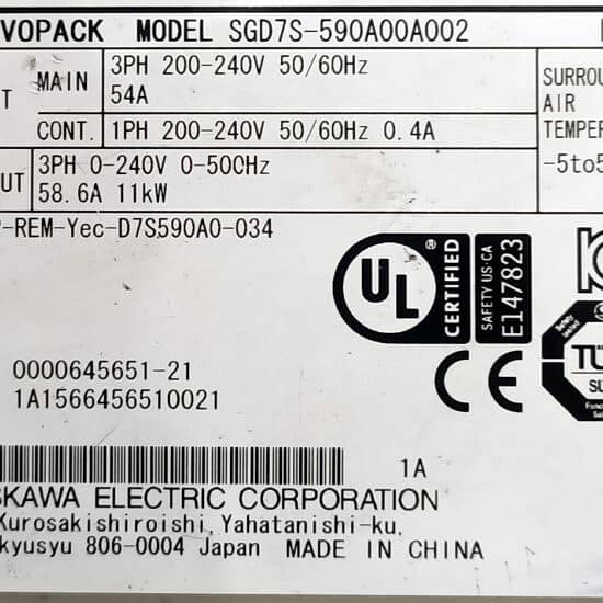 YASKAWA SGM7G-1AAFC61 + SGD7S-590A00A002 Servo Set (ElectronicsPanga) 9