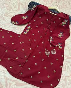 2pcs women's stitched khaadi net  shirt and trouser