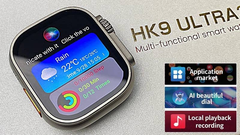 Hk9 ultra 2 smartwatch With screen protector , Amoled Display ,2 Strap 1