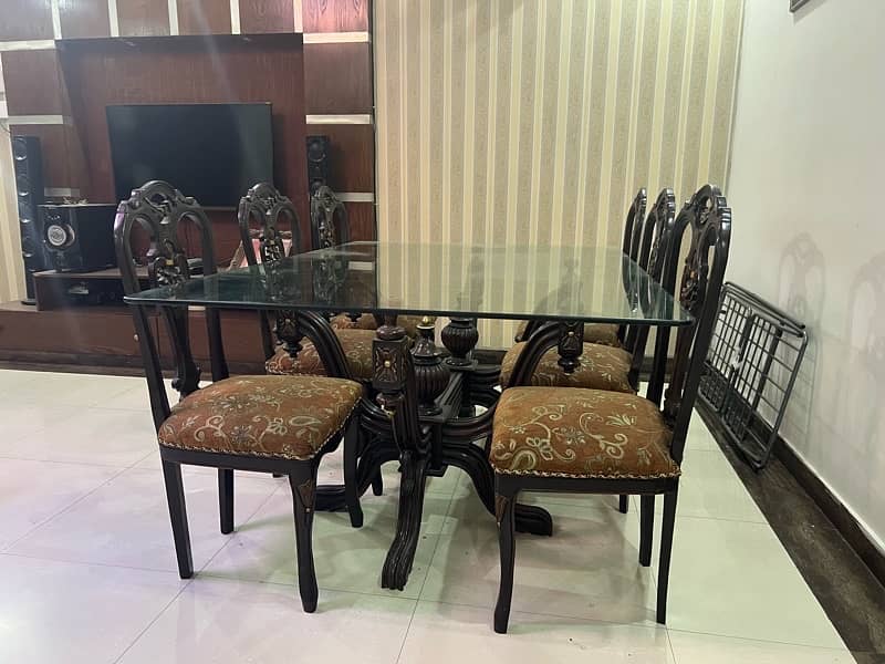 6-Seater Tali Wood Dining Table with Quality Glass Top – Negotiable 2