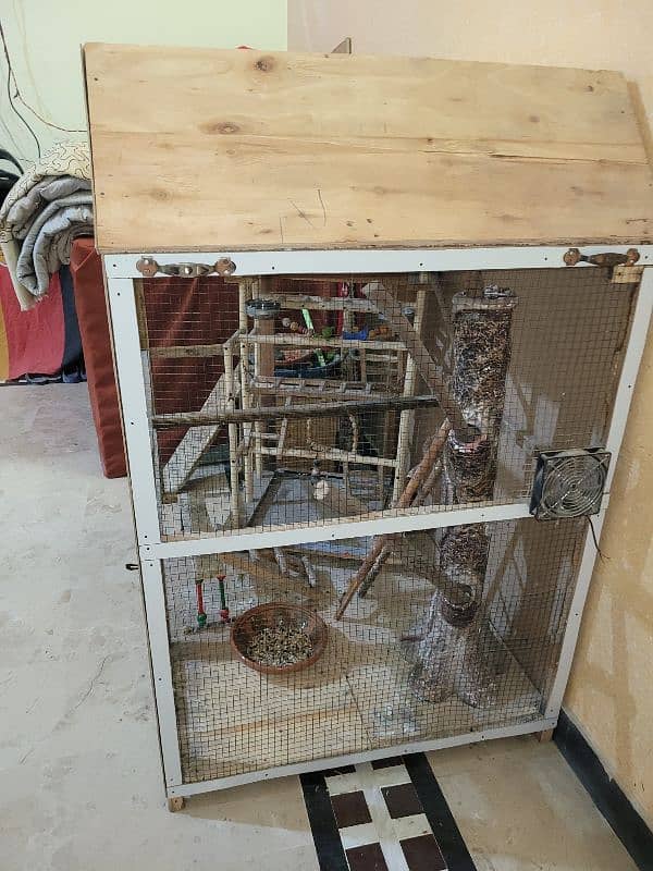 Beautiful & Stylish Wooden Cage with Parrots Stand 4