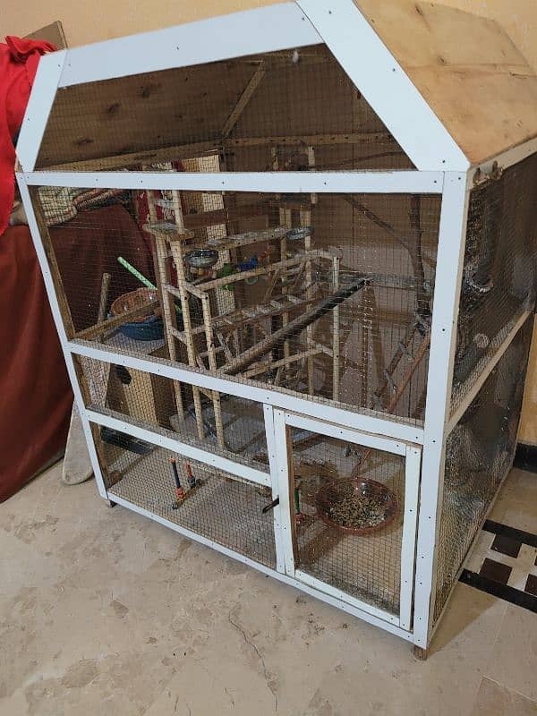 Beautiful & Stylish Wooden Cage with Parrots Stand 5