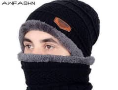 Beanie Wool Cap With Neck Warmer