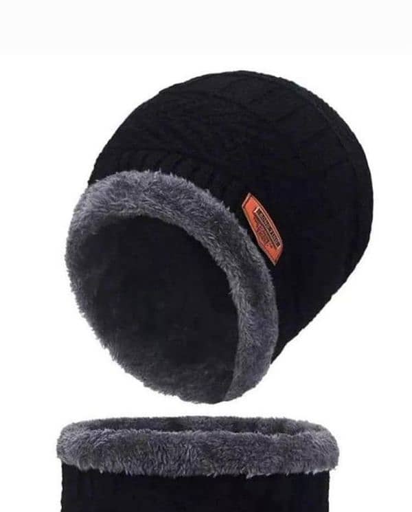 Beanie Wool Cap With Neck Warmer 1