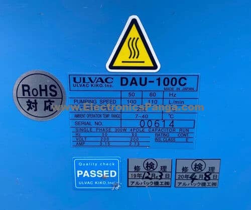 ULVAC DAU-100C 220V 110L/min Diaphragm Vacuum Pump (ElectronicsPanga) 2