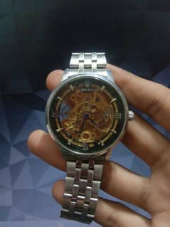 Rolex Silver Skeleton Automatic watch for men's