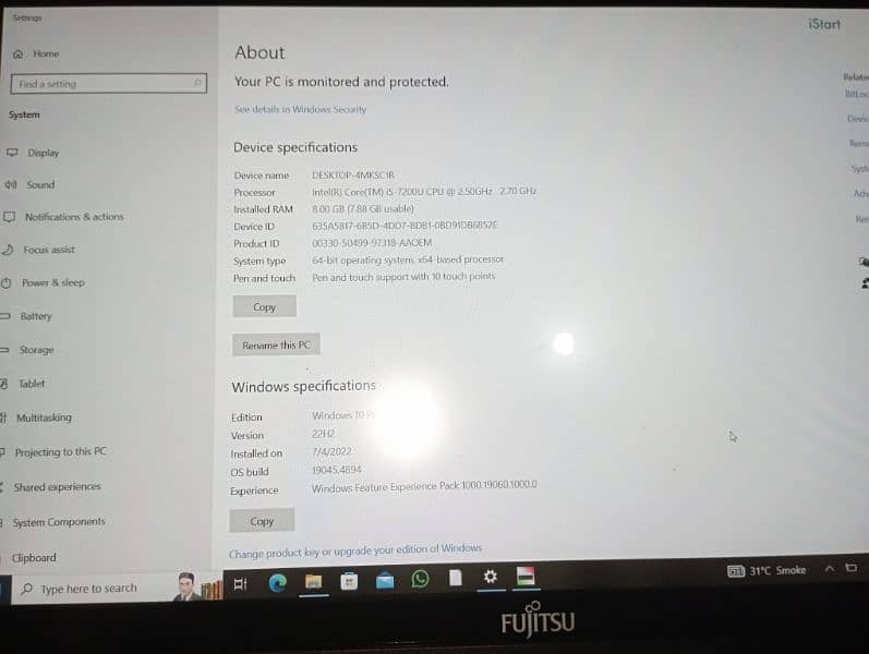 Fujitsu core i5 7th gen laptop touch and type 7