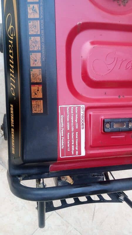 Grannitto 6.5 K. V. A generator 4 years used petrol 1