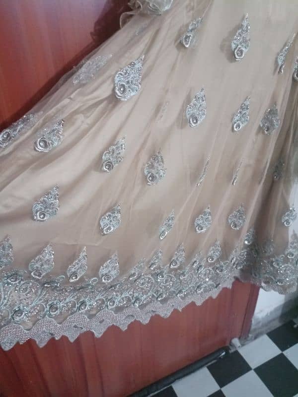 beige color net maxi with contrast dupata 1