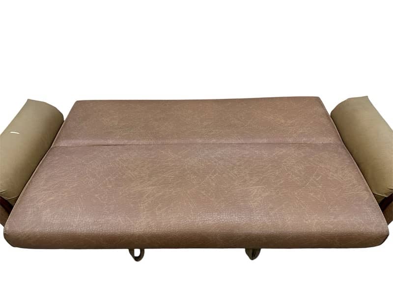 Mid-Century Style Convertible Sofa with Built-In Storage - Brown Color 3