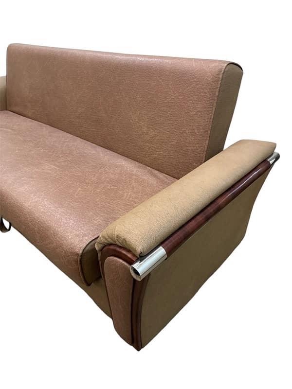 Mid-Century Style Convertible Sofa with Built-In Storage - Brown Color 4