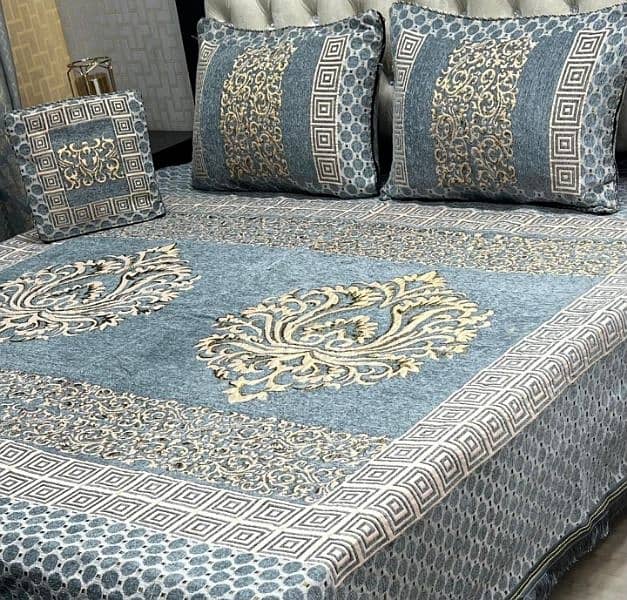 5 Pcs Velvet Jacquard Double Bed Bridal Set all over Pakistan delivery 1