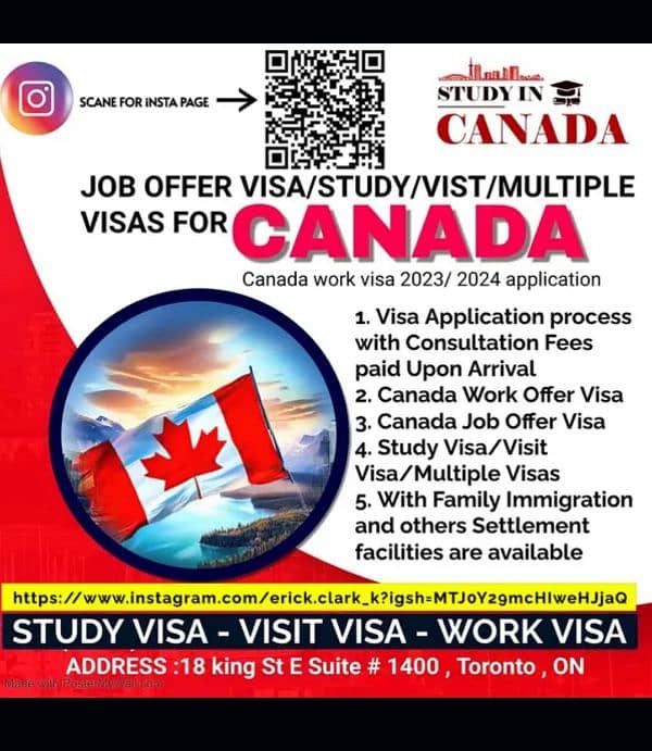 Canada Work/Job Offer Visa/Canada Study/Visit Visa/Family Immigration 2