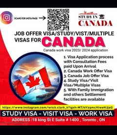 Canada Work/Job Offer Visa/Canada Study/Visit Visa/Family Immigration